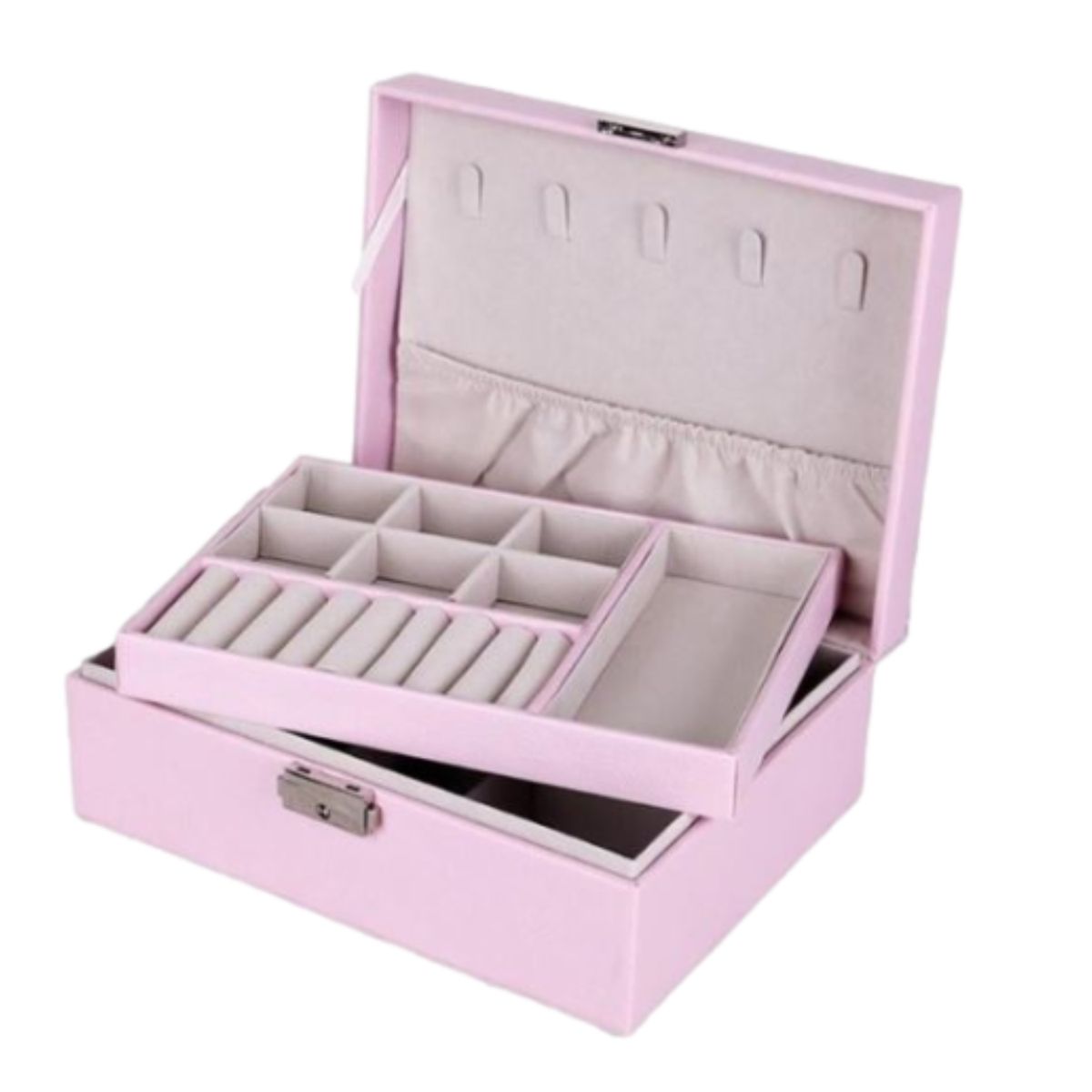 GENERICO - Joyero Cofre Portátil Caja Organizadora de Joyas 2 Pisos en 1