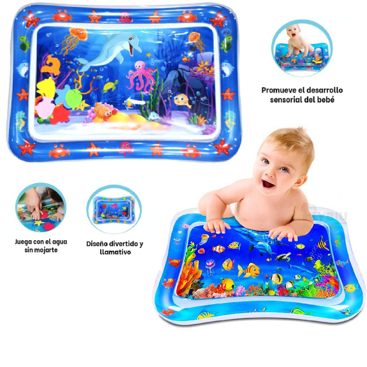 GENERICO - Alfombra con Diseño Llamativo Azul para Entretener al Bebe