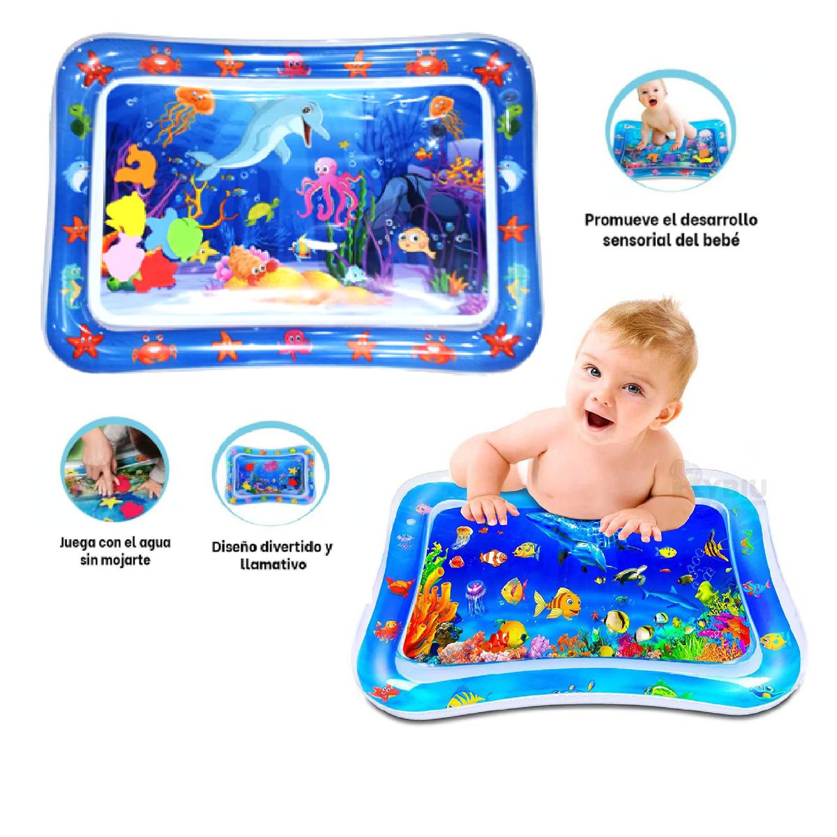 GENERICO - Alfombra con Diseño Llamativo Azul para Entretener al Bebe