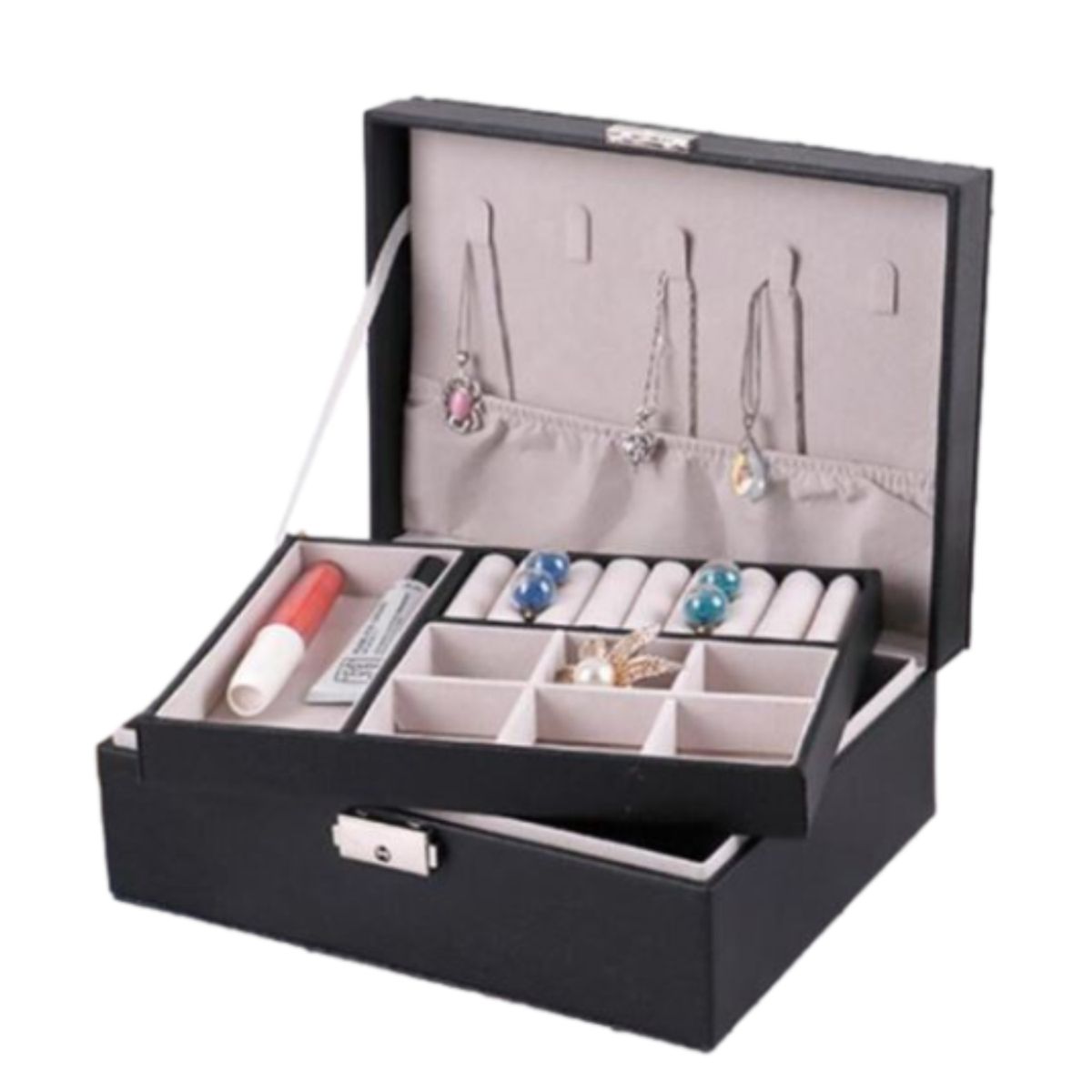 GENERICO - Joyero Organizador 2 niveles Premiun Negro