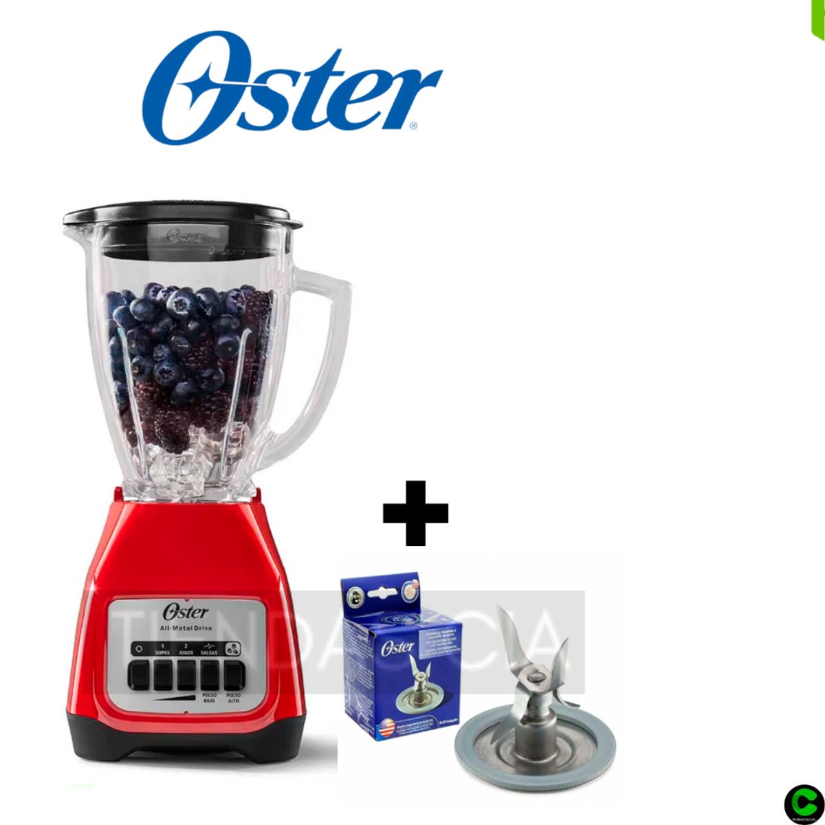 OSTER - Licuadora 2 velocidades Oster  BLSTKAG-RPB ROJO + CUCHILLA