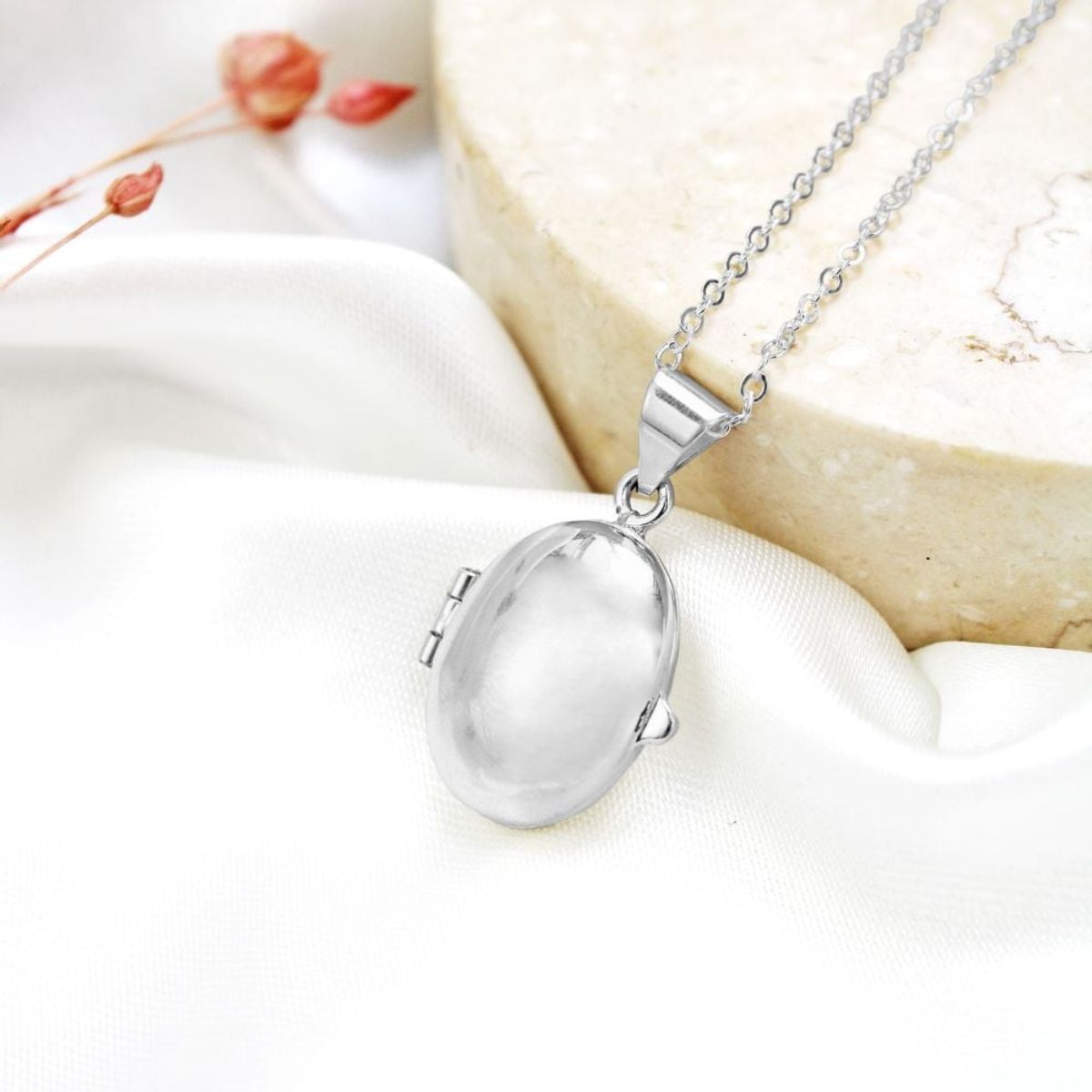 CLEO JOYAS & ACCESORIOS - Collar Relicario Ovalado Plata