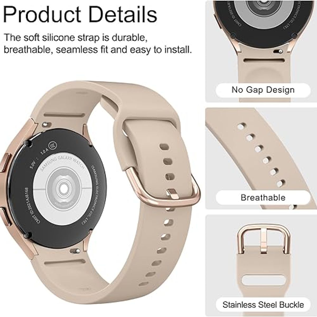 GENERICO - Correa de Silicona para Samsung Watch 7 - Beige