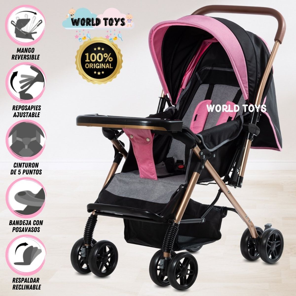 BABY - Coche Cuna de Lujo «GRAND PIETRI» Edición Limitada Pink