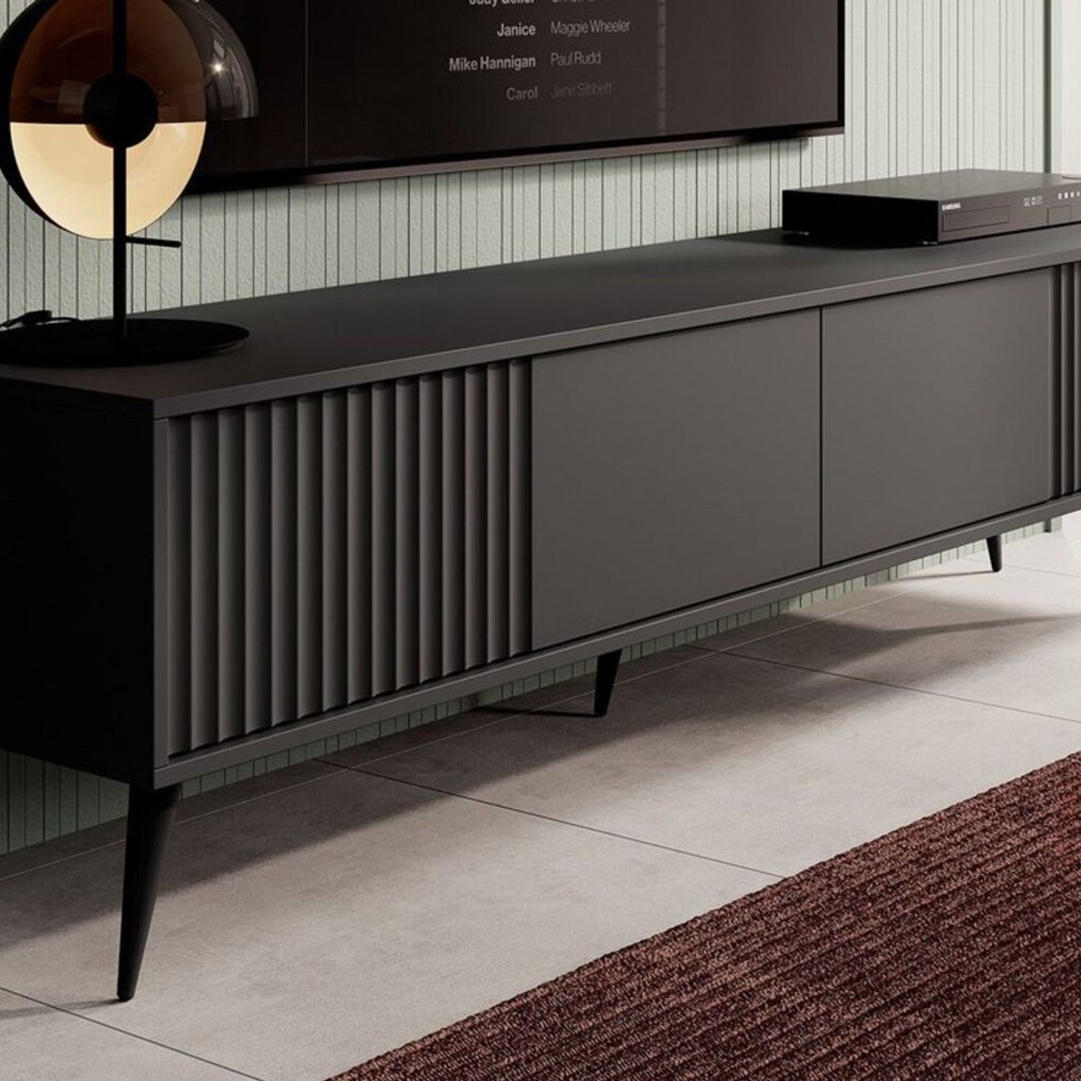 TU MESITA - Mesa de TV larga Ruth color Negro 2 puertas TU MESITA