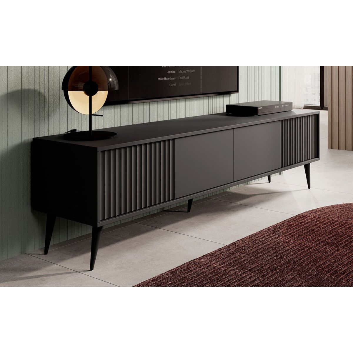 TU MESITA - Mesa de TV larga Ruth color Negro 2 puertas TU MESITA