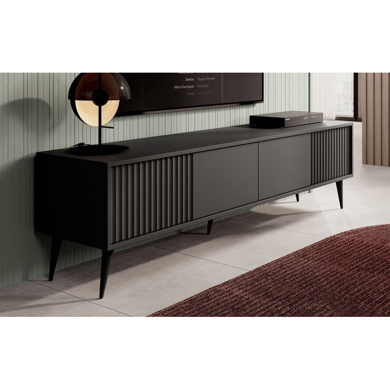 TU MESITA - Mesa de TV larga Ruth color Negro 2 puertas TU MESITA