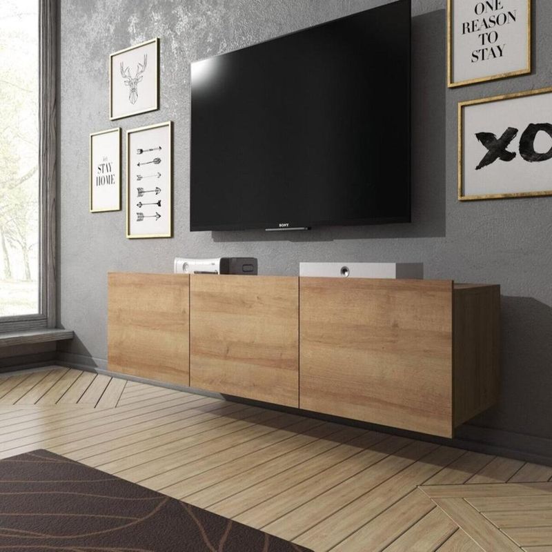 TU MESITA - Mesa de TV TU MESITA Flotante Namora color Natural 3 puertas