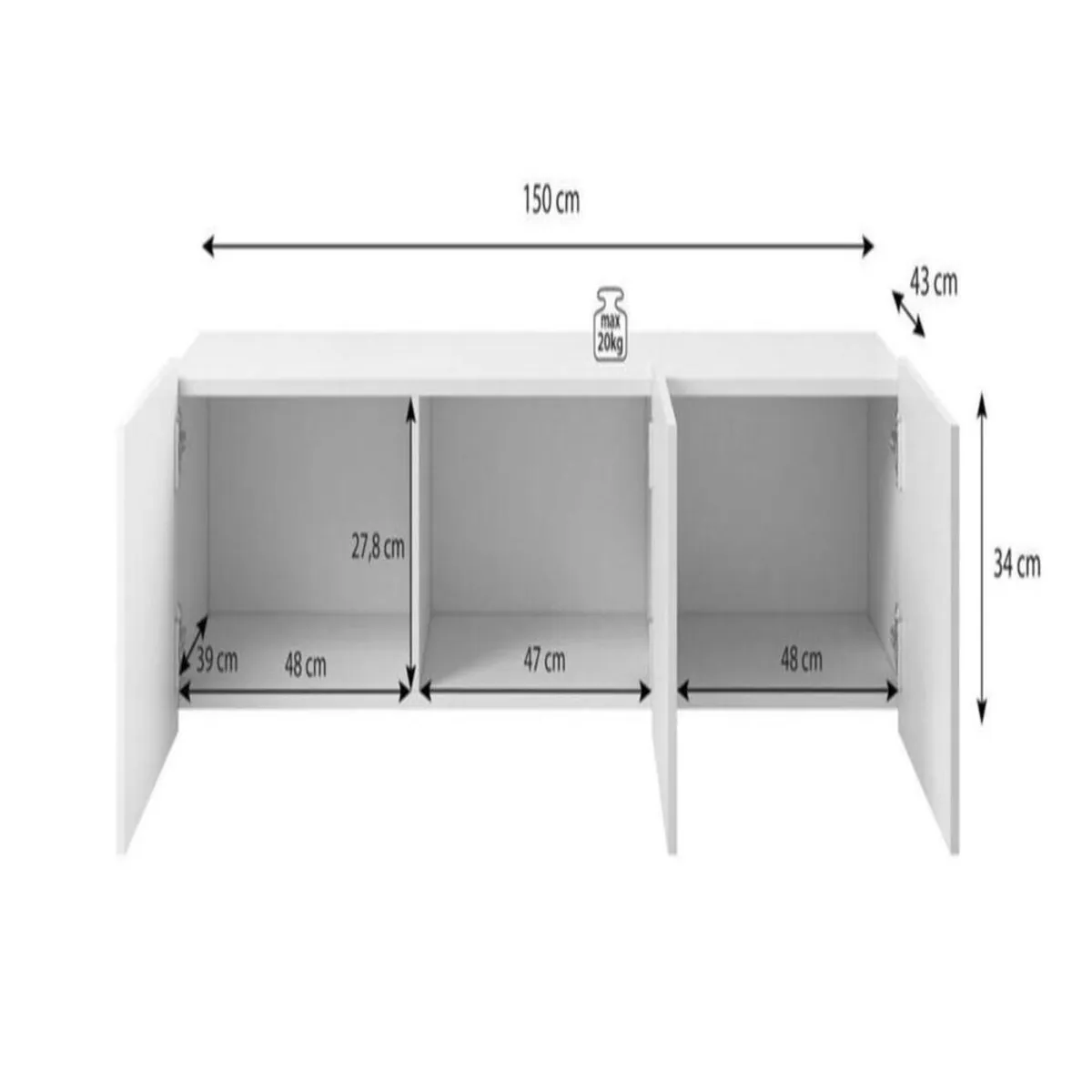 TU MESITA - Mesa de TV TU MESITA Flotante Namora color Natural 3 puertas