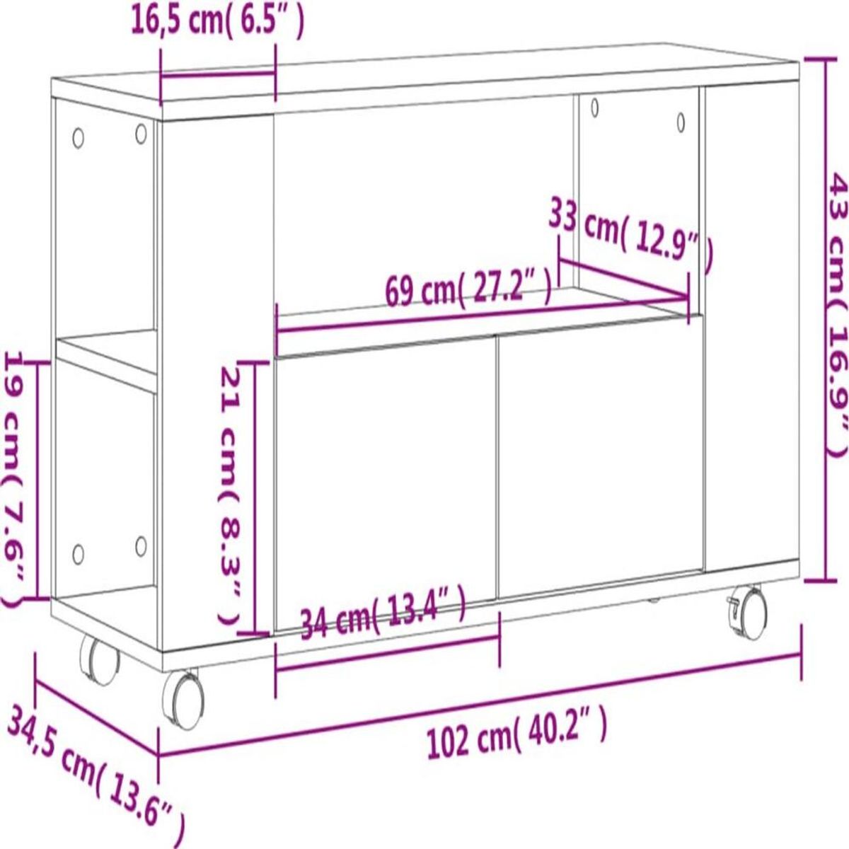 TU MESITA - Mesa de TV TU MESITA Mika con Ruedas color Duna 2 cajones