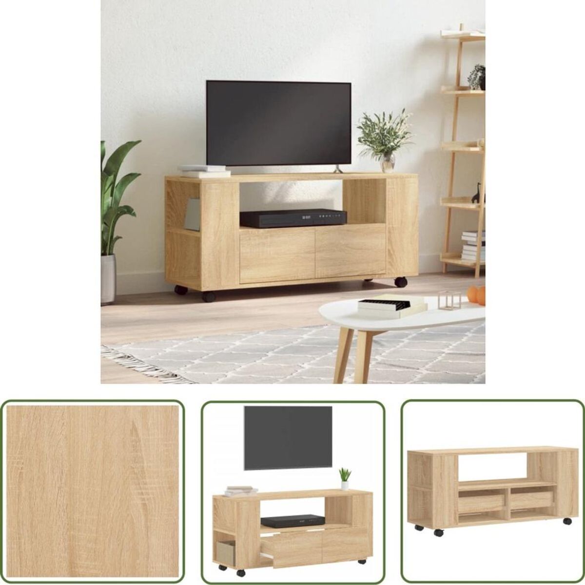 TU MESITA - Mesa de TV TU MESITA Mika con Ruedas color Duna 2 cajones