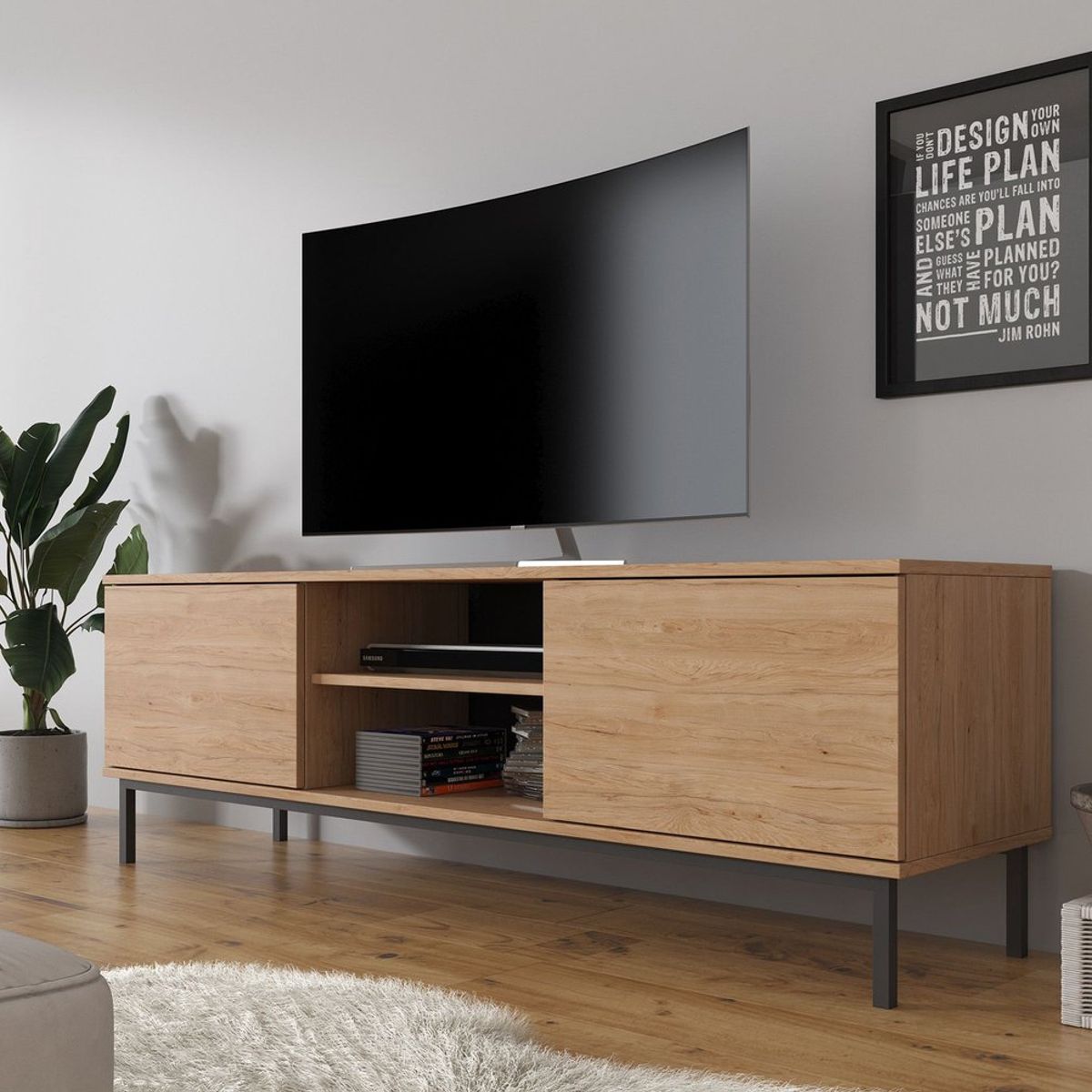 TU MESITA - Mesa de TV Moderna Velvet color Roble 2 puertas TU MESITA