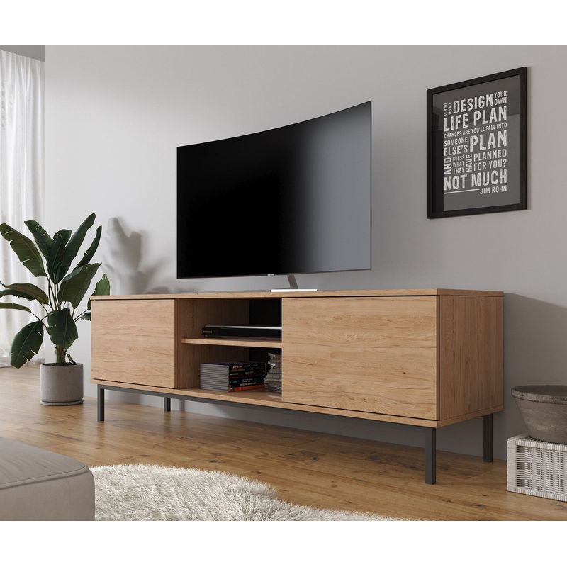TU MESITA - Mesa de TV Moderna Velvet color Roble 2 puertas TU MESITA