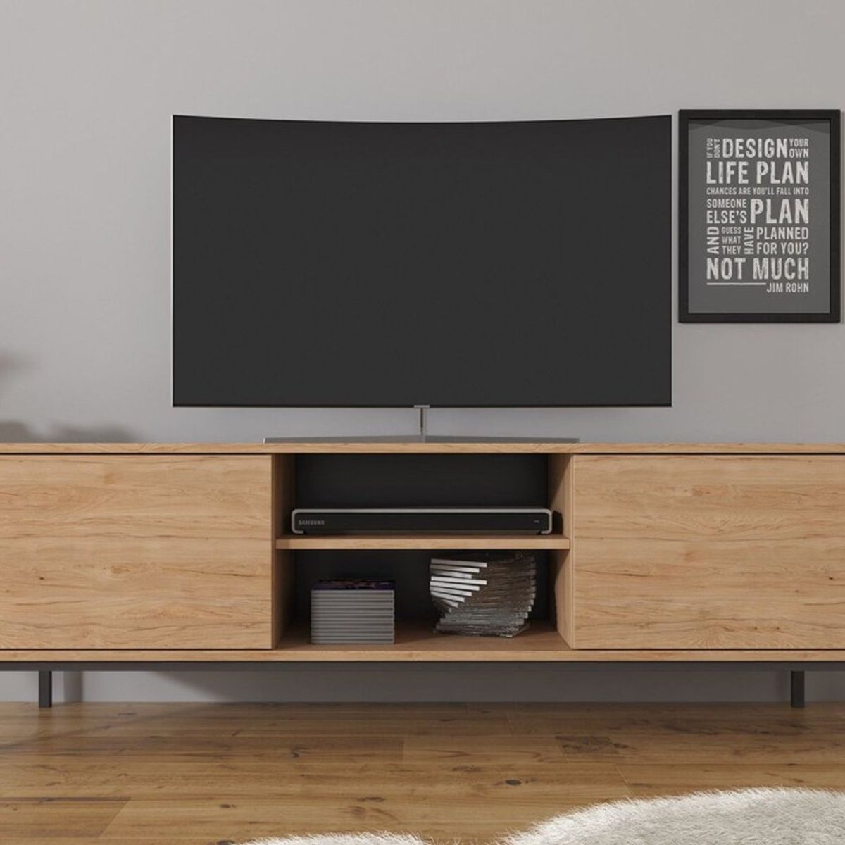 TU MESITA - Mesa de TV Moderna Velvet color Roble 2 puertas TU MESITA