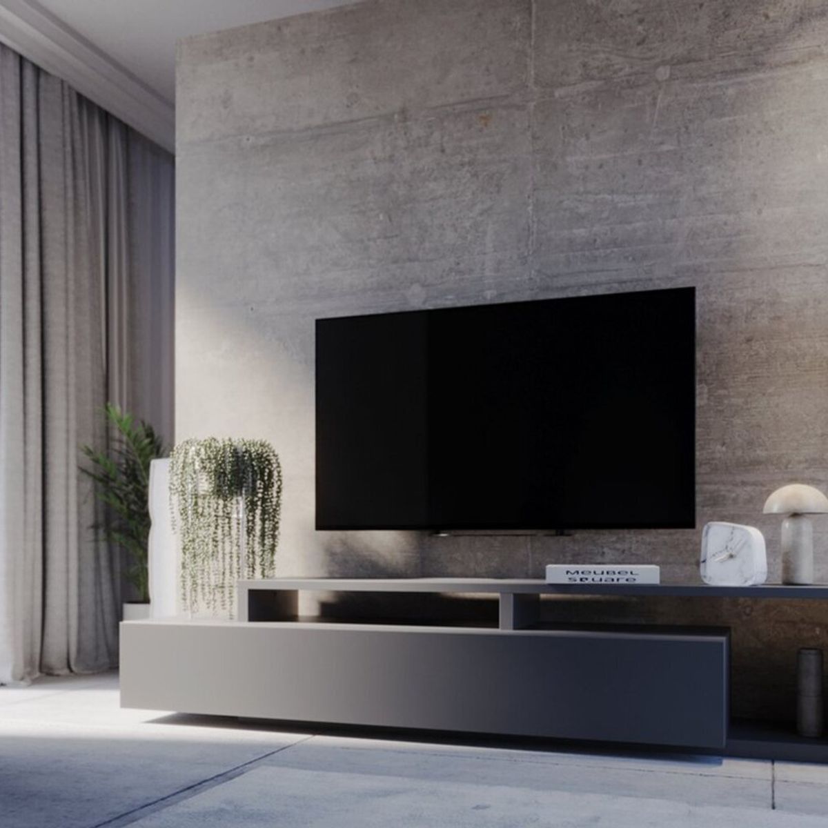 TU MESITA - Mesa de TV Moderna Mikela color Gris oscuro TU MESITA