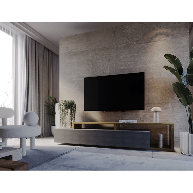 TU MESITA - Mesa de TV Moderna Mikela color NegroRoble TU MESITA