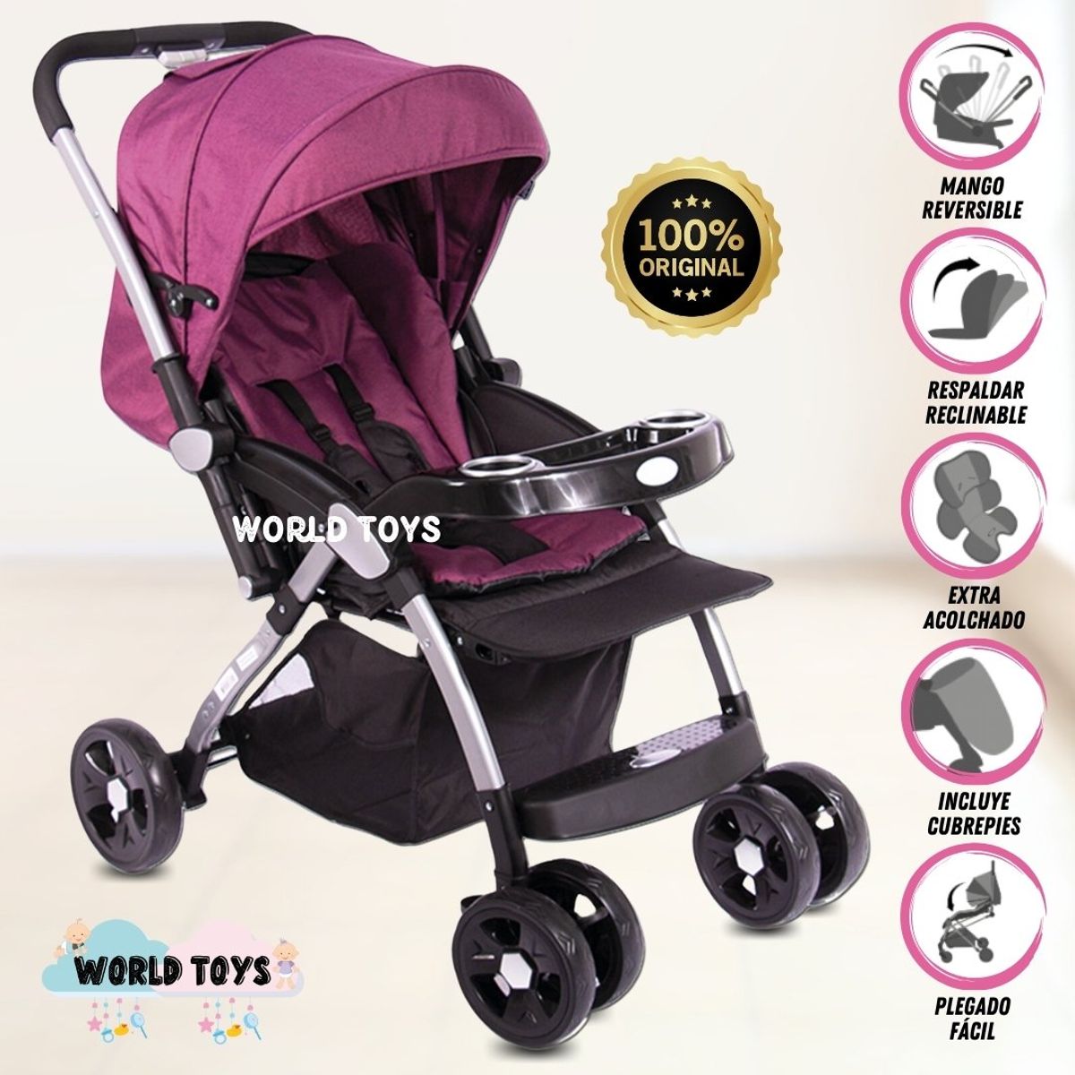 BABY - Coche Cuna de Lujo «JAZZ » Edición Limitada Pink