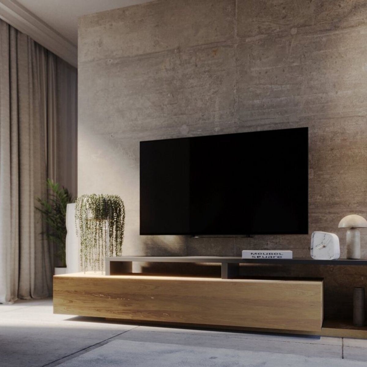 TU MESITA - Mesa de TV Moderna Mikela color RobleNegro TU MESITA