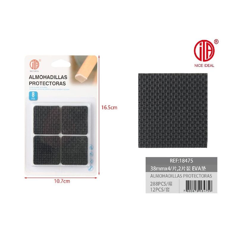 OTTOWARE - Set de 3 Almohadillas Protectoras Cuadrada 4 Pcs