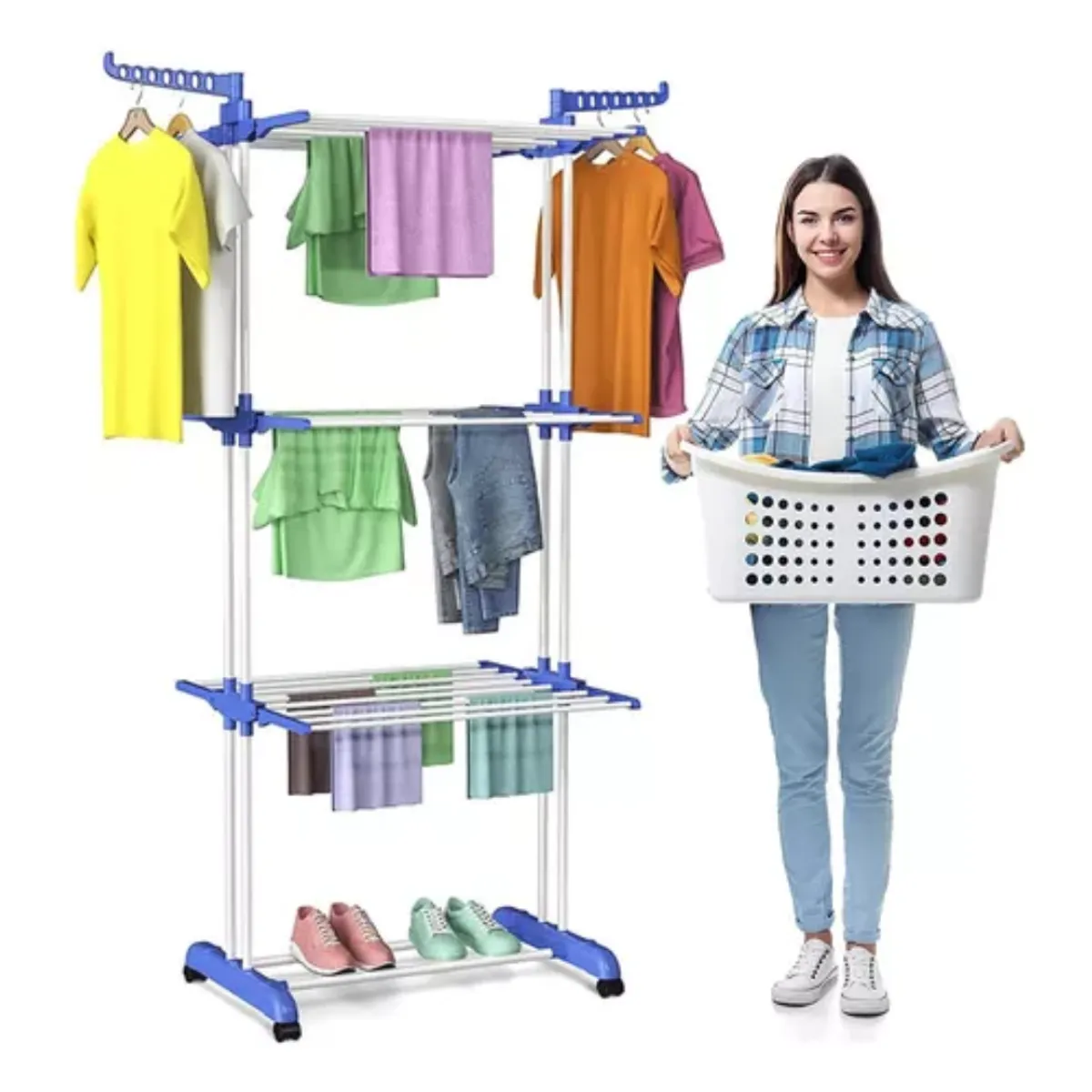 OEM - Tendedero de Ropa Plegable 4 Niveles Multifuncional