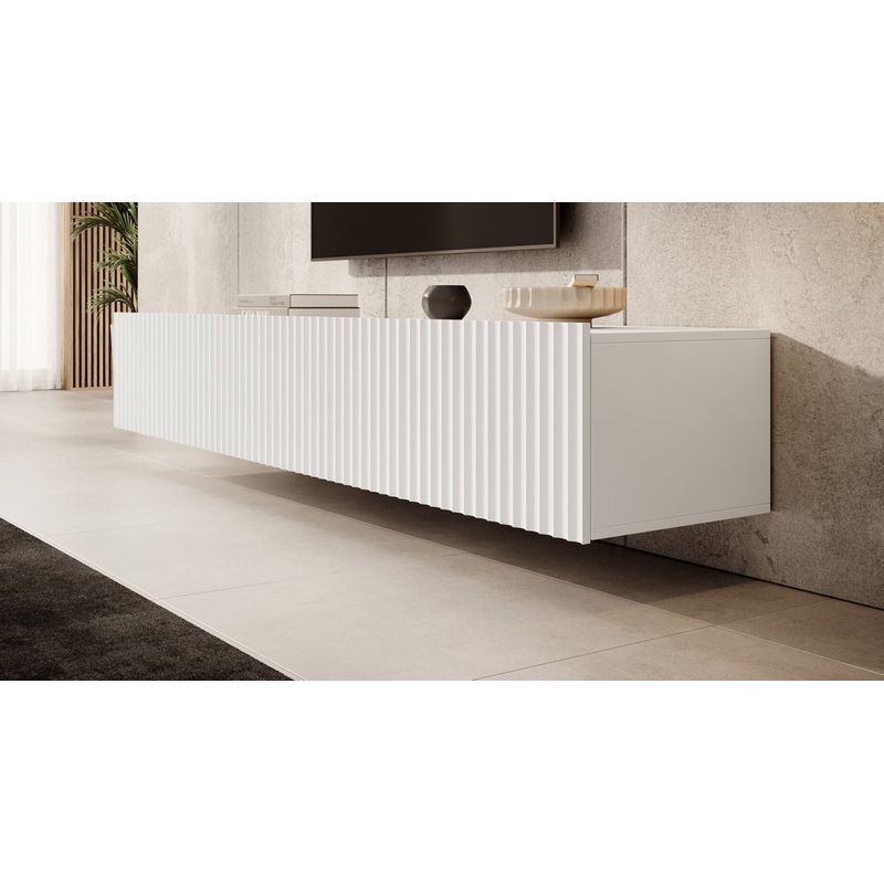 TU MESITA - Mesa de TV Flotante Lika color Blanco 4 puertas TU MESITA