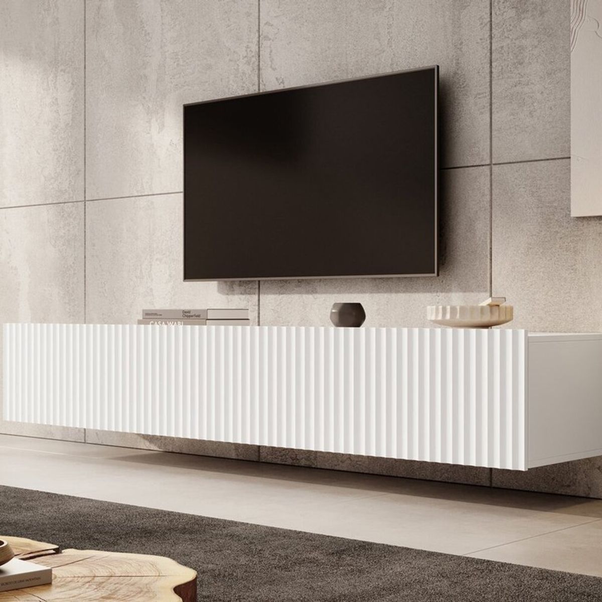 TU MESITA - Mesa de TV Flotante Lika color Blanco 4 puertas TU MESITA