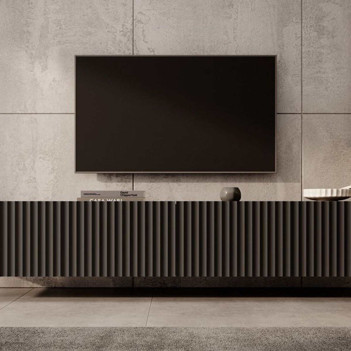 TU MESITA - Mesa de TV Flotante Lika color Negro 4 puertas TU MESITA
