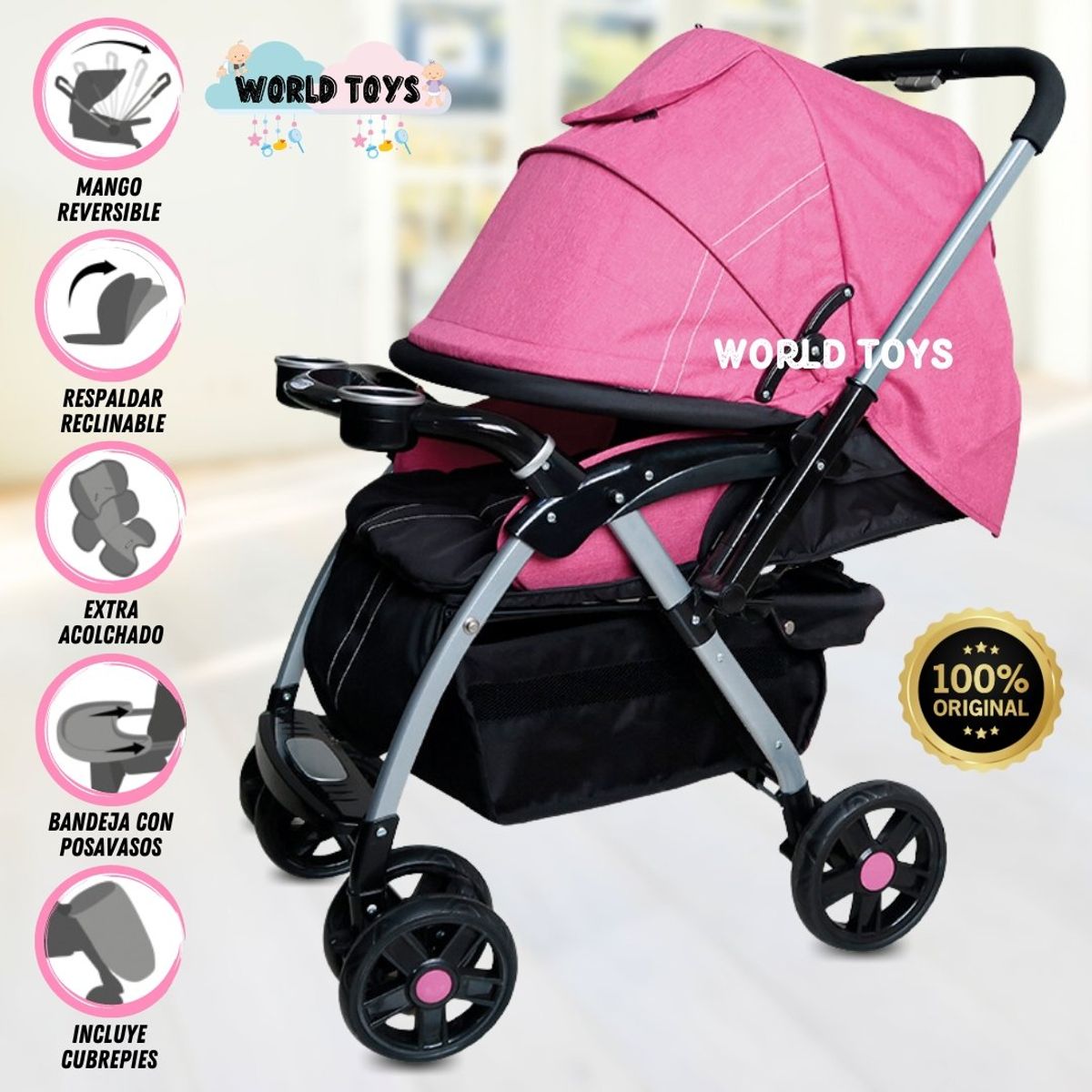 BABY - Coche Cuna de Lujo «KENDRIC» Edición Limitada Pink