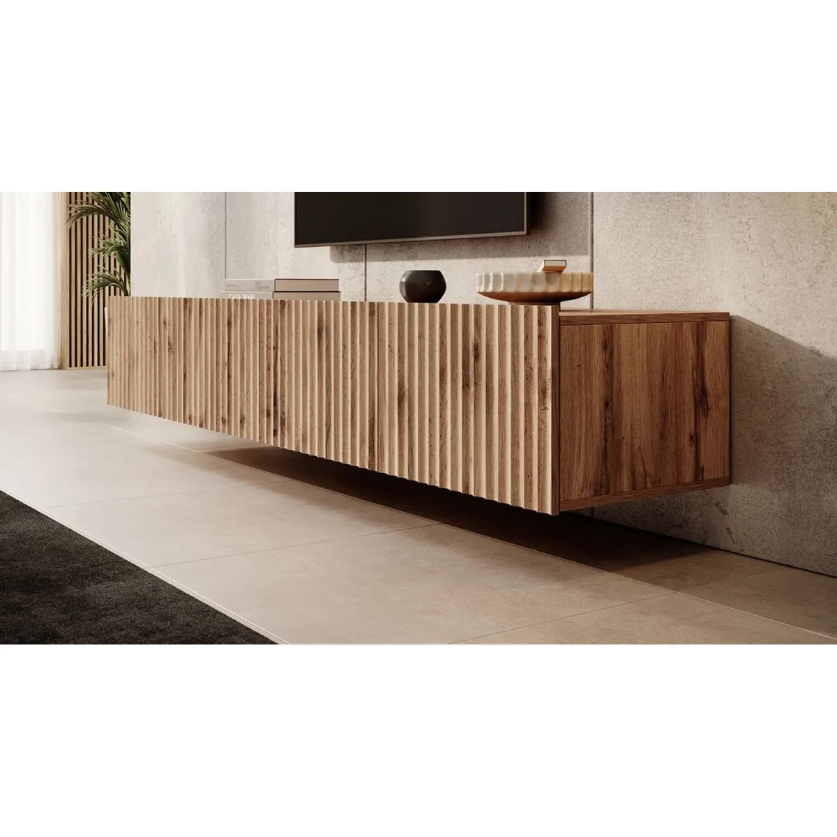 TU MESITA - Mesa de TV Flotante Lika color Duna 4 puertas TU MESITA