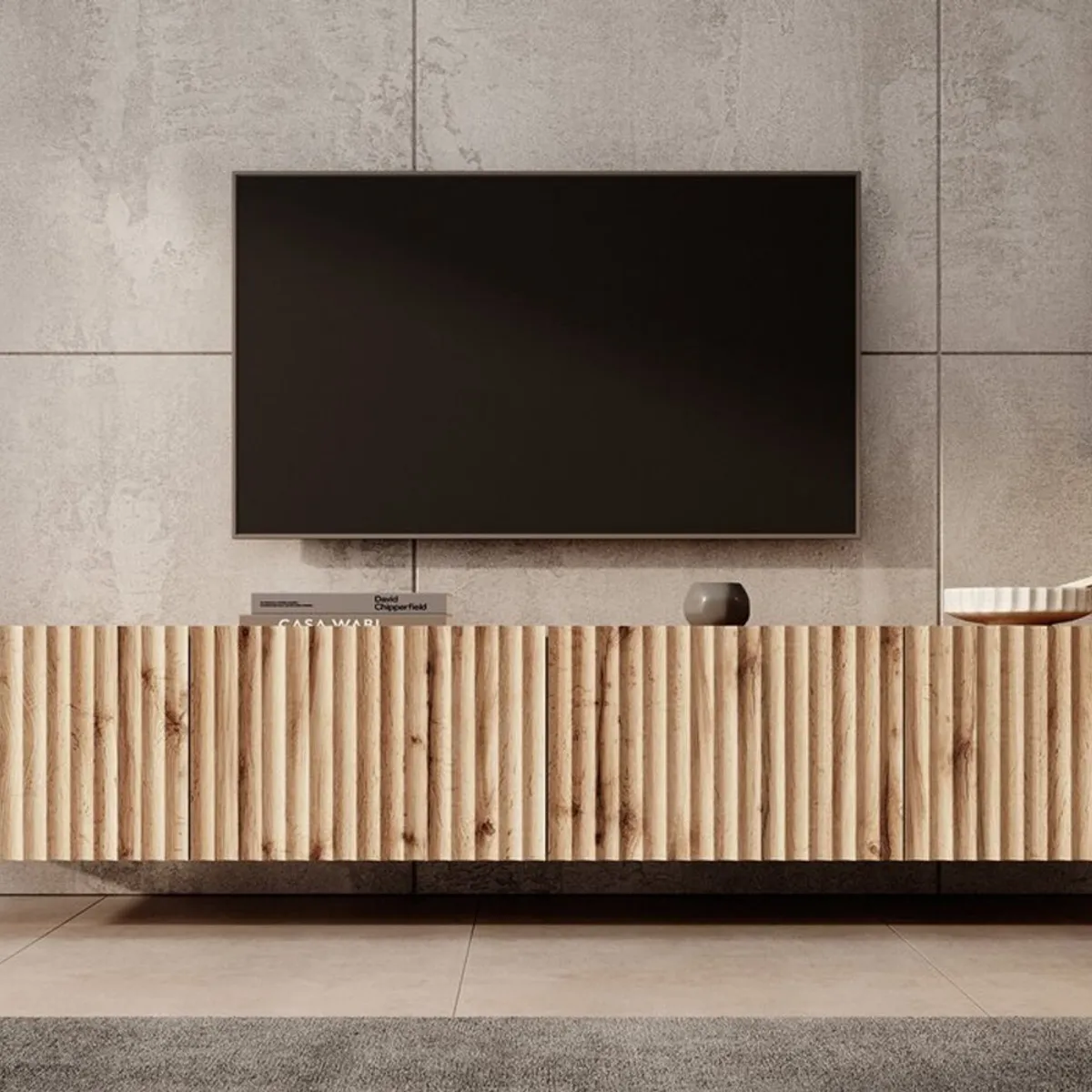 TU MESITA - Mesa de TV Flotante Lika color Duna 4 puertas TU MESITA