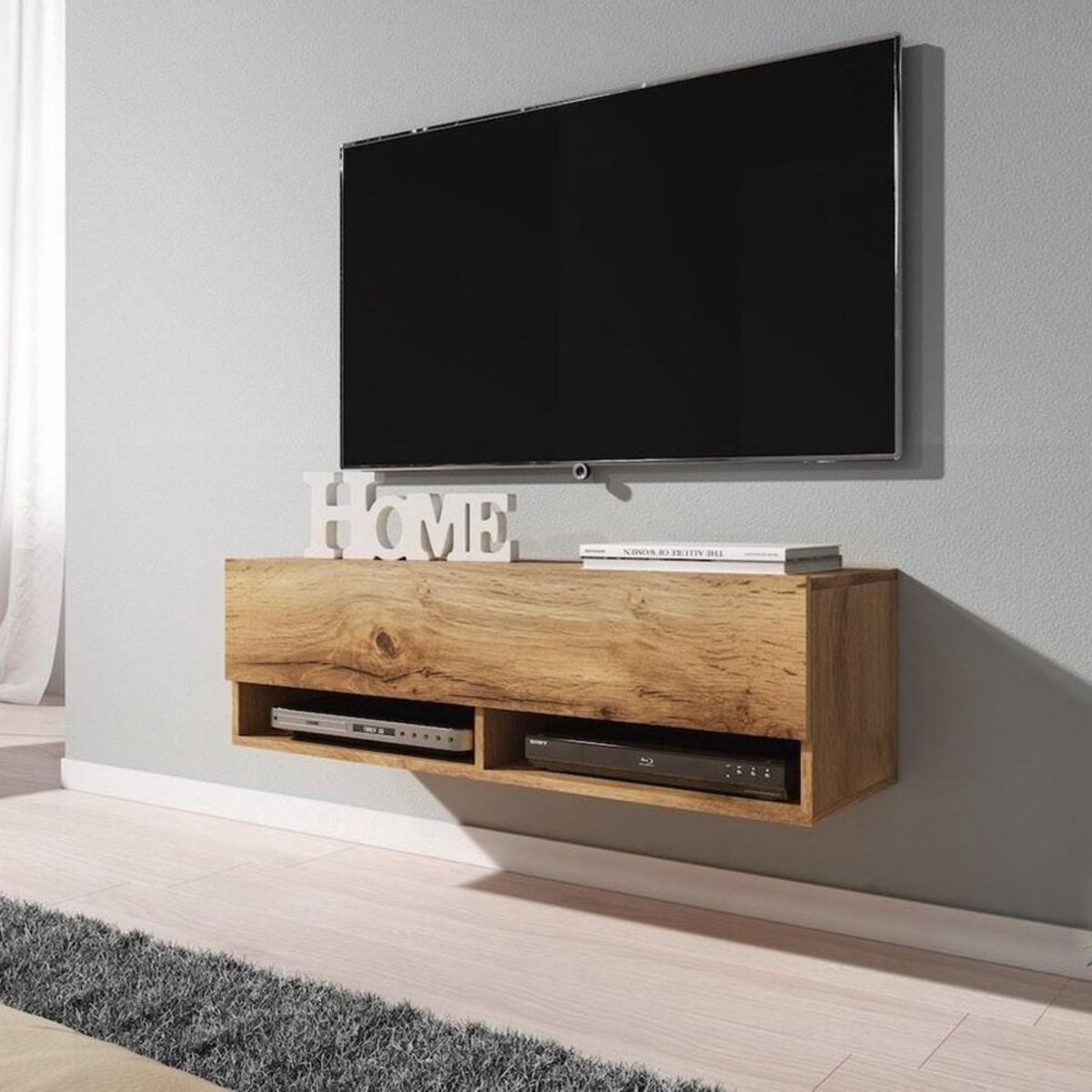 TU MESITA - Mesa de TV Flotante Argos color Marrón 1 puerta TU MESITA