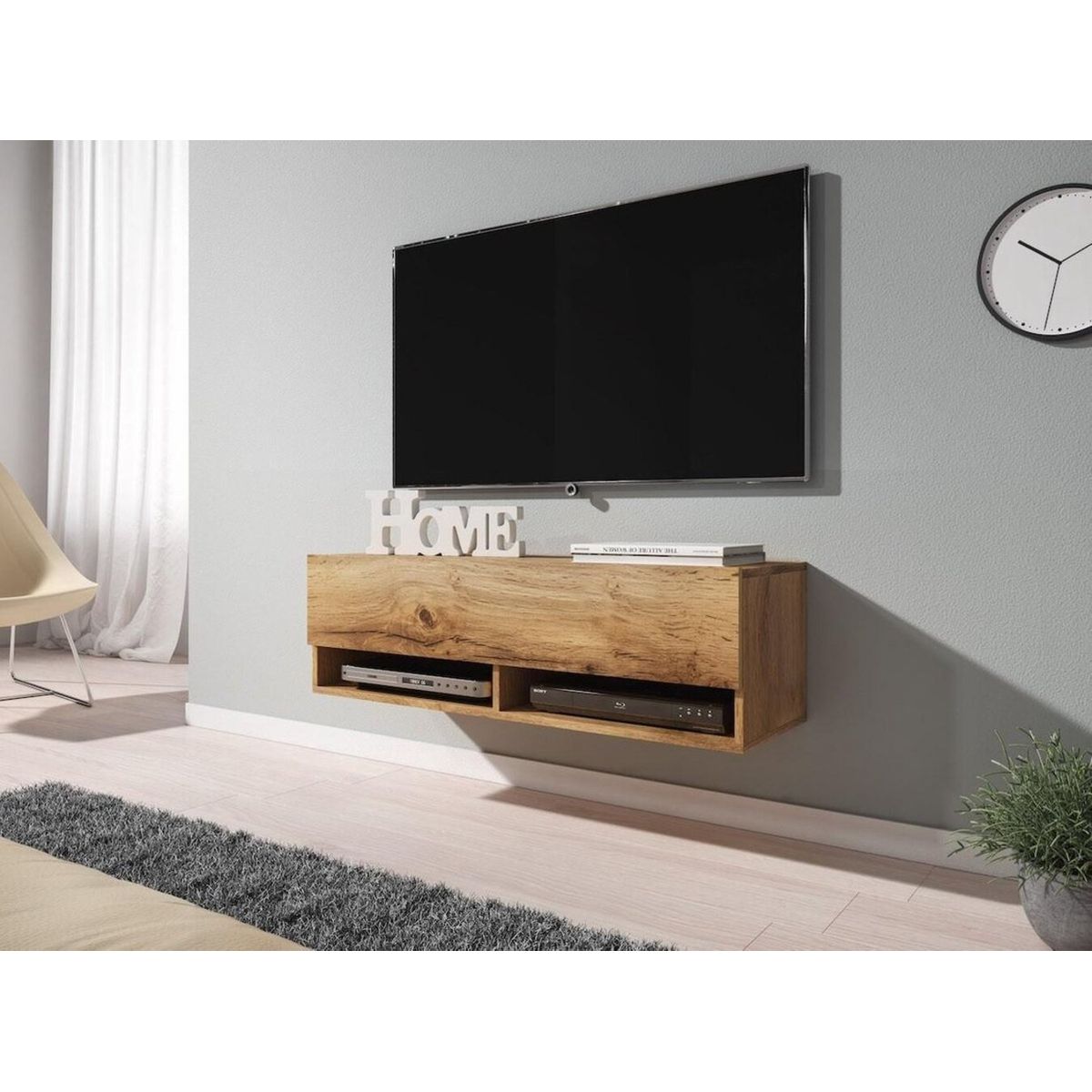 TU MESITA - Mesa de TV Flotante Argos color Marrón 1 puerta TU MESITA