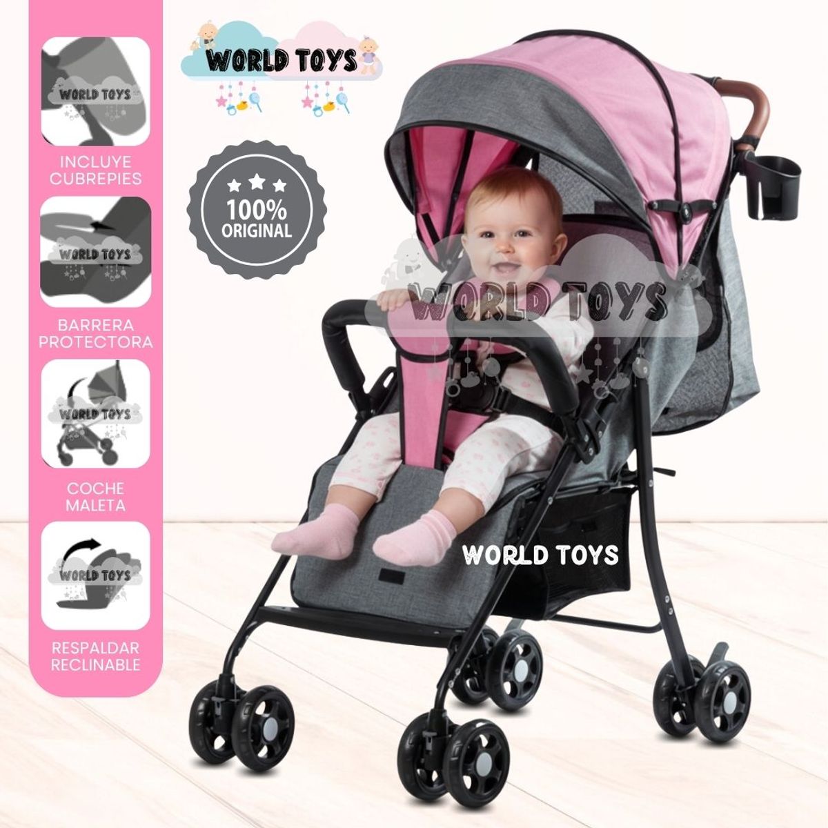 BABY - Coche Cuna de Lujo «MADDOX» Edición Limitada Pink