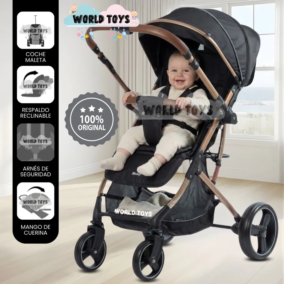 BABY - Coche Maleta «HI NOUR» de Lujo Black