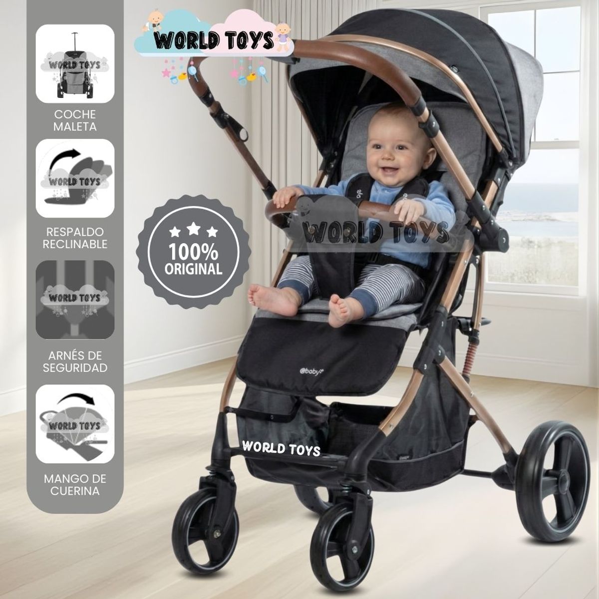 BABY - Coche Maleta «HI NOUR» de Lujo Gray