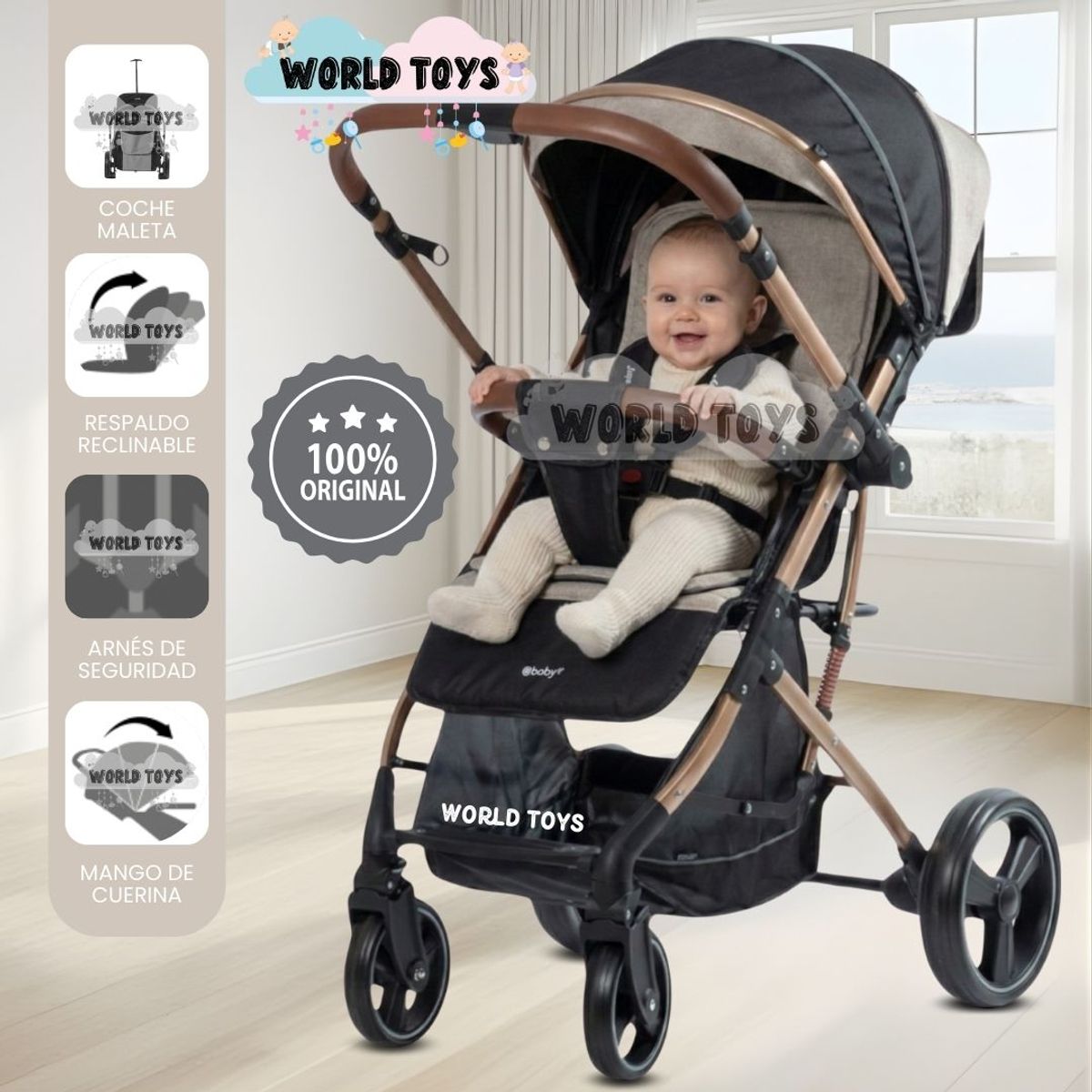 BABY - Coche Maleta «HI NOUR» de Lujo Beige