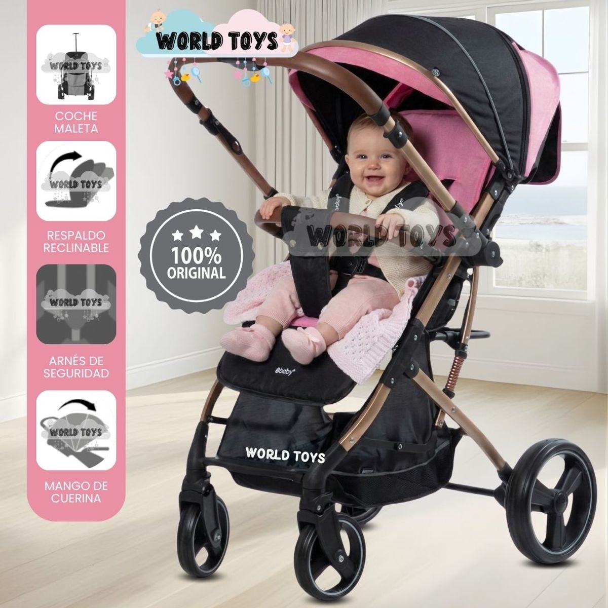 BABY - Coche Maleta «HI NOUR» de Lujo Pink