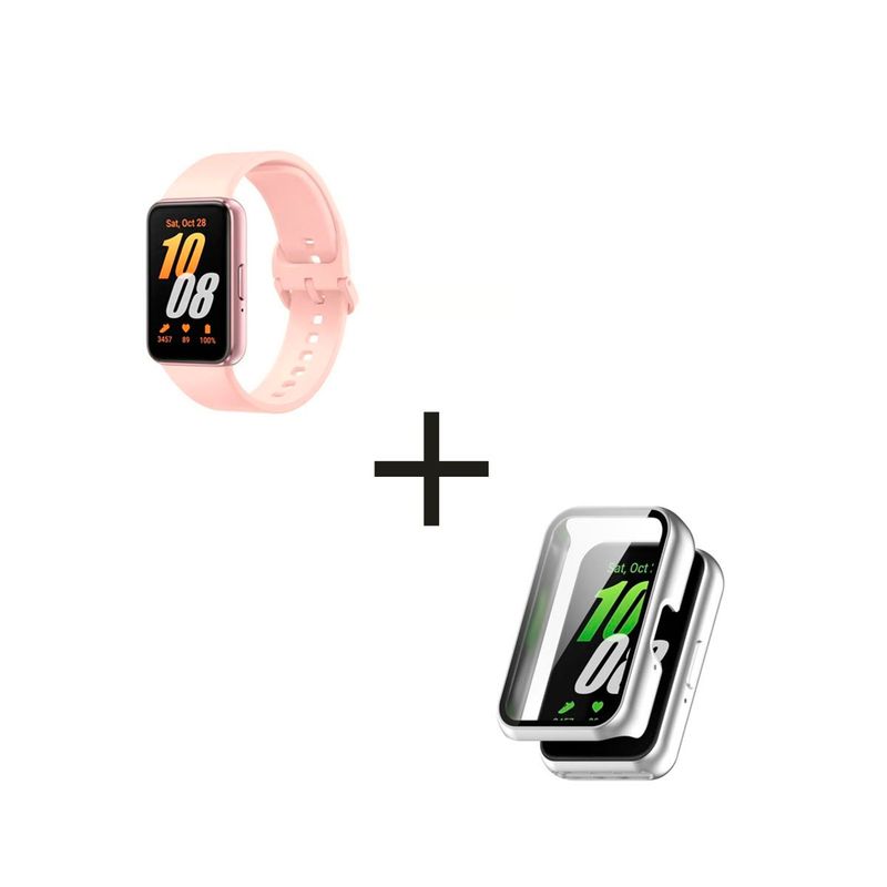 SAMSUNG - Smartwatch Samsung Galaxy Fit3 Rosa + Case Bumper Color Plata.