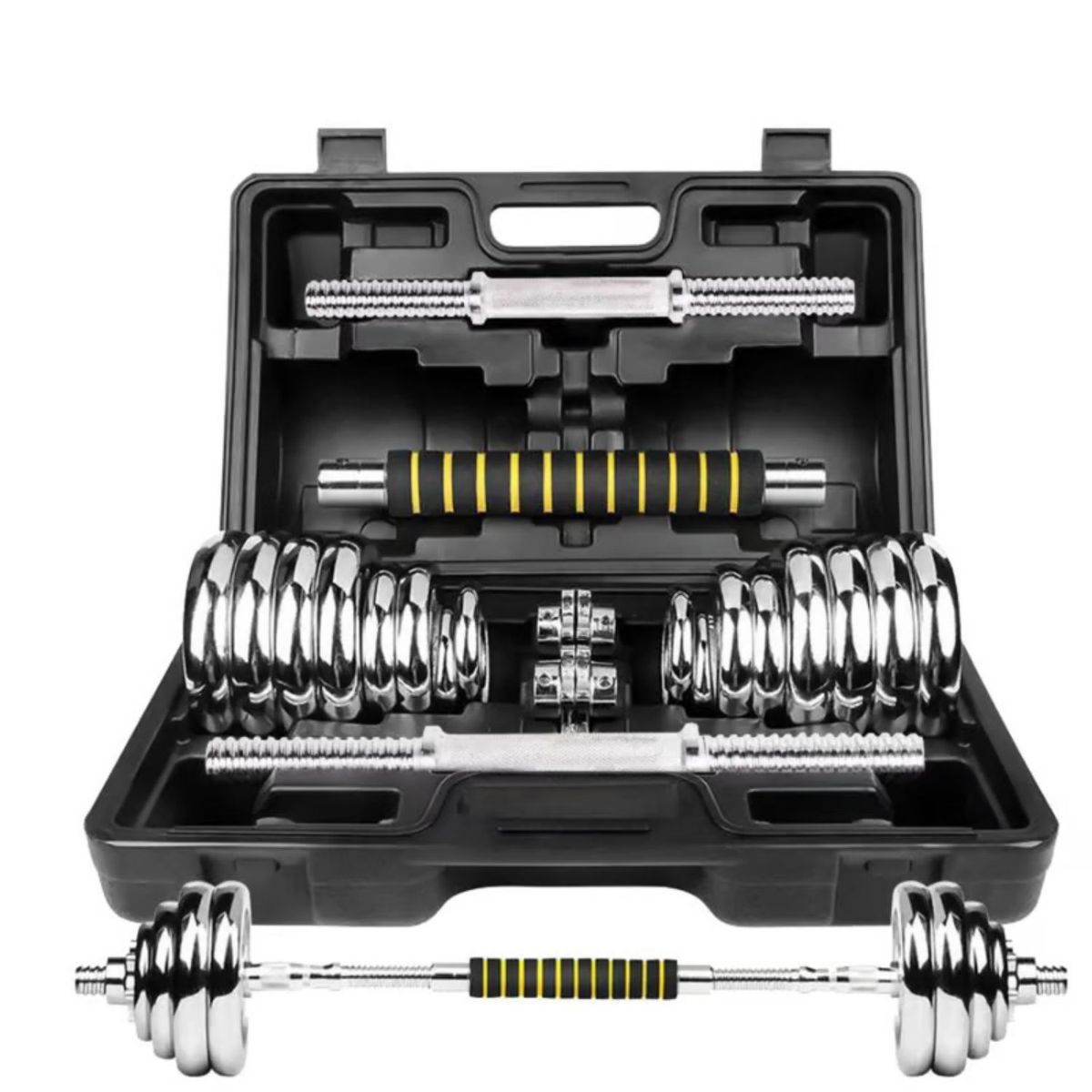 SPORT FITNESS - Kit de Mancuernas Ajustables Cromadas 30 kg con Estuche