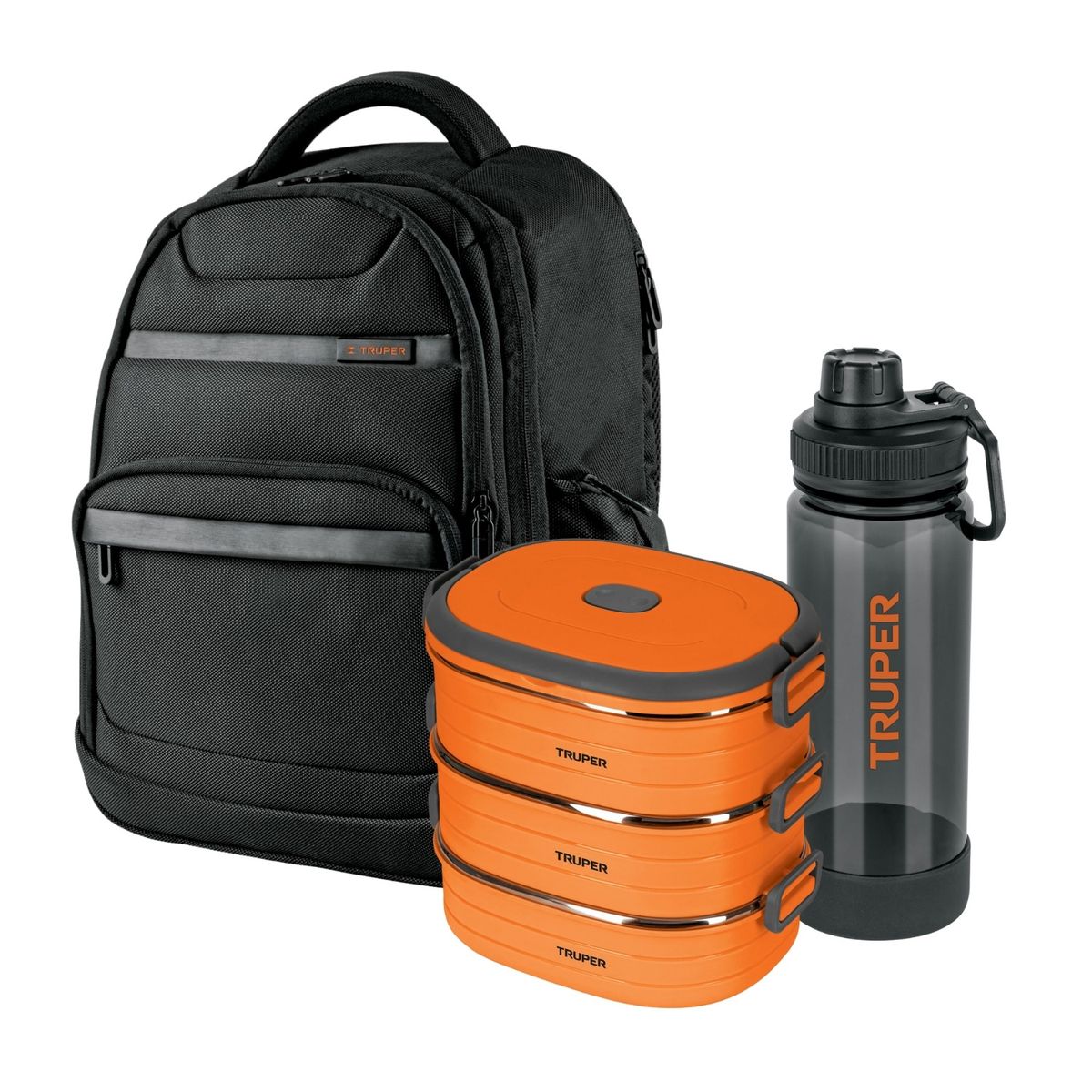 TRUPER - Mochila porta laptop + lonchera termica + tomatodo Truper