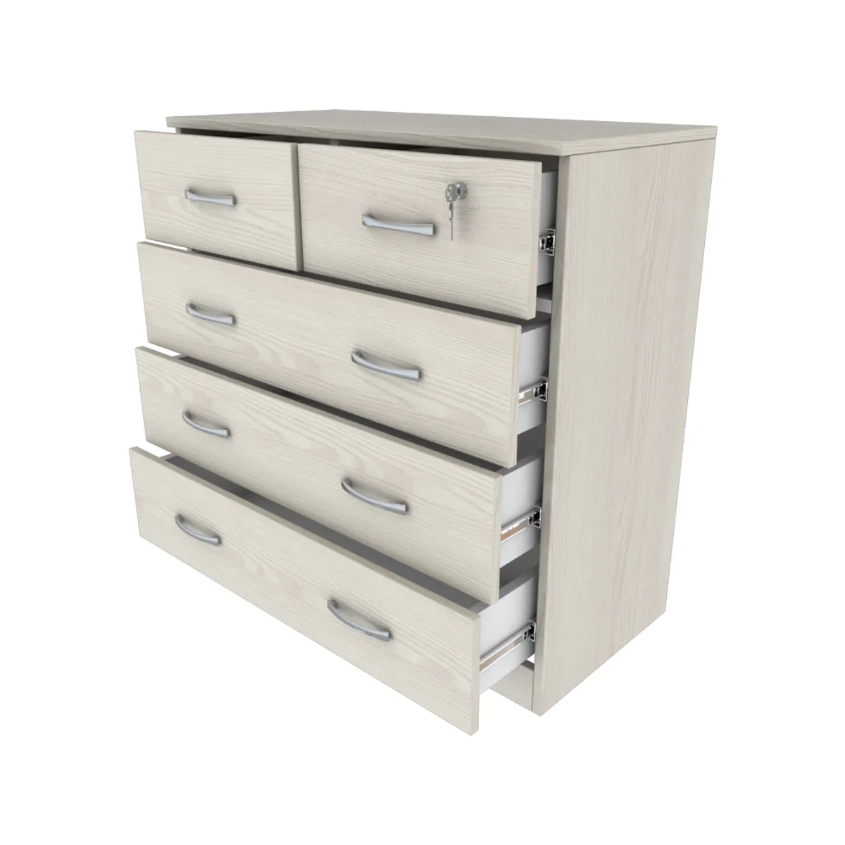 MUEBLES MACRUMO - Cómoda 100CM - 5 Cajones Ibiza con cajón con seguro - Armado