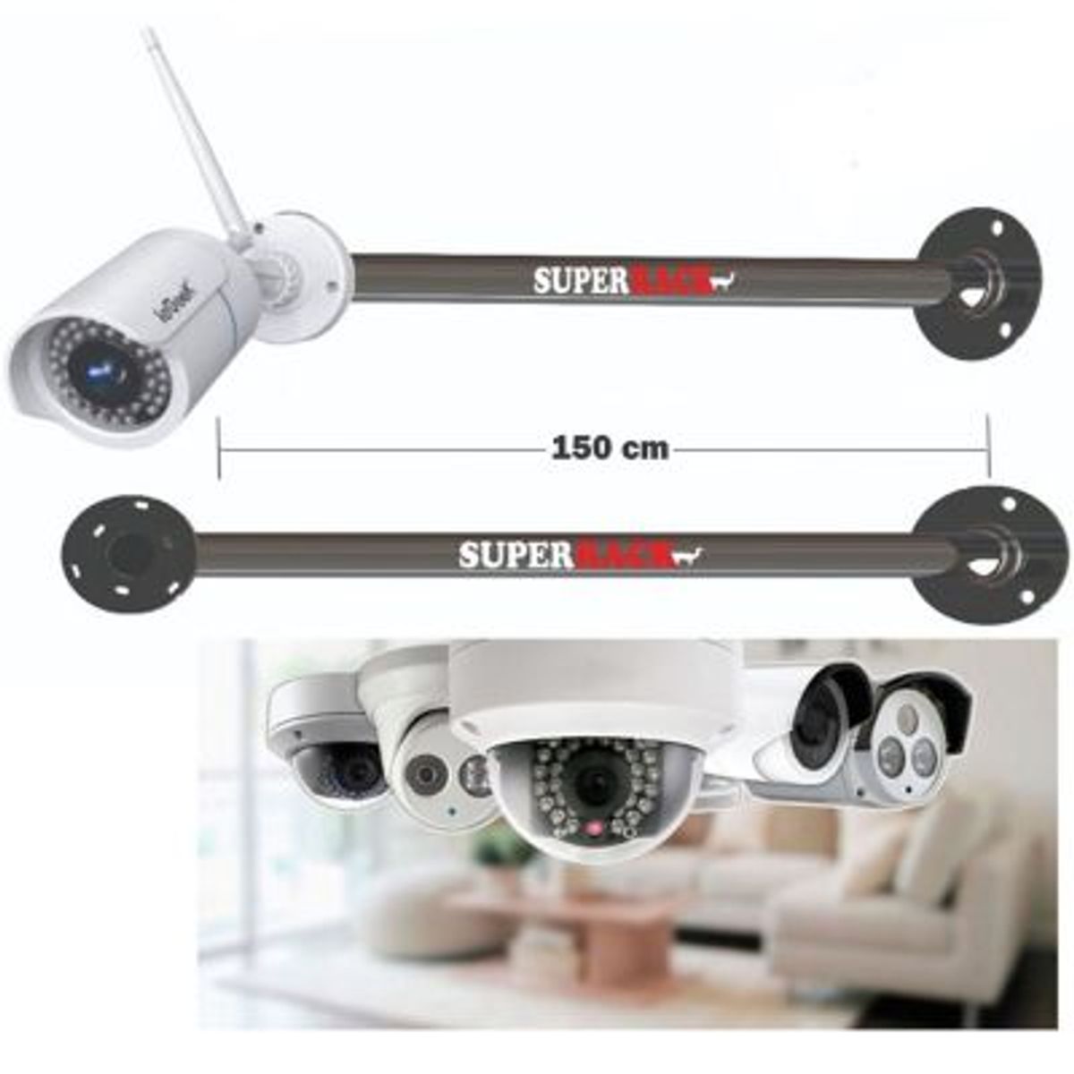 SUPER RACK - Rack Para Cámara de Seguridad Compacta 150 cm de Distancia - Recto