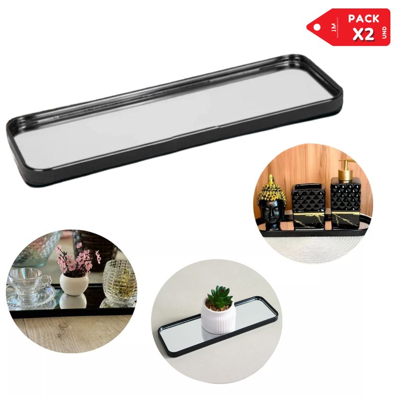 INSPIRA - Bandejas de espejo decorativa de tocador organizador PACK X2