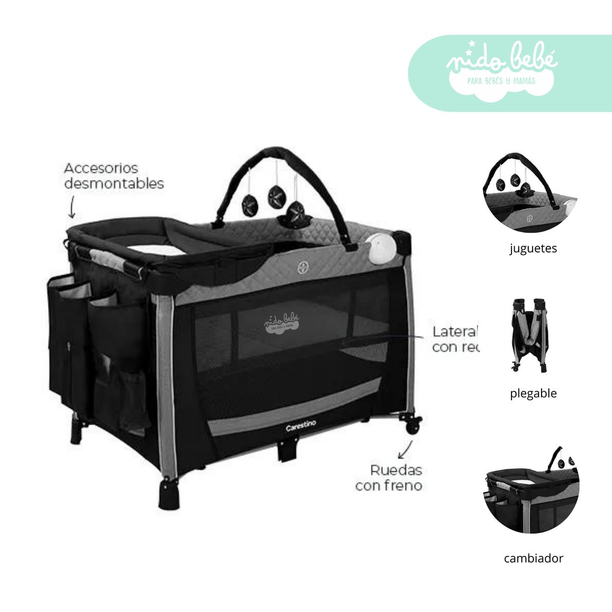 CARESTINO - Cuna corral de bebe modelo Deluxe Genova