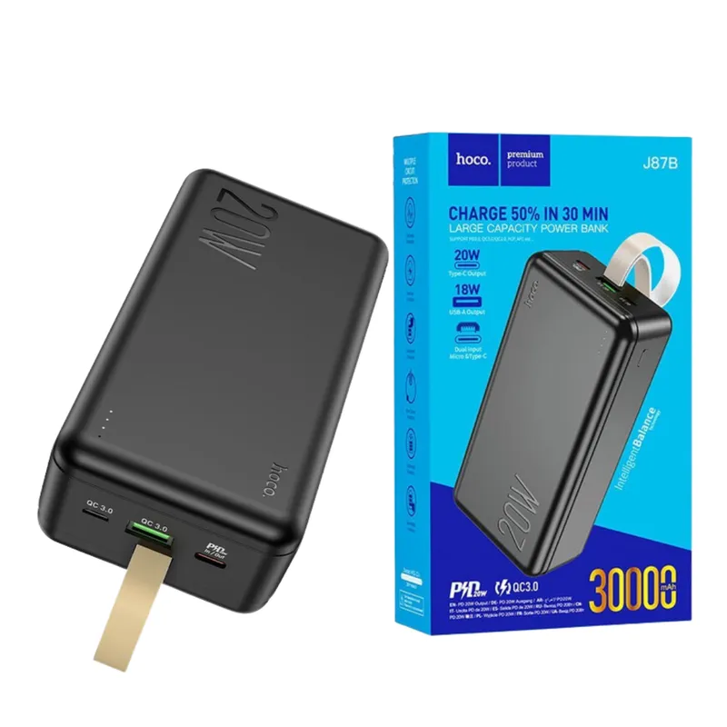 HOCO - Bateria Portatil 30000mAh Carga Rápida 20W Power Bank Hoco J87B