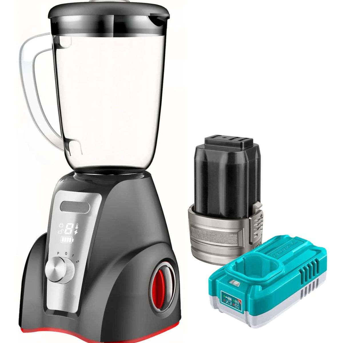 TOTAL - Licuadora inalambrica 16v pantalla LED con bateria y cargador Total