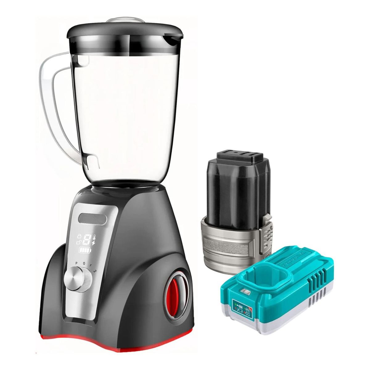 TOTAL - Licuadora inalambrica 16v pantalla LED con bateria y cargador Total