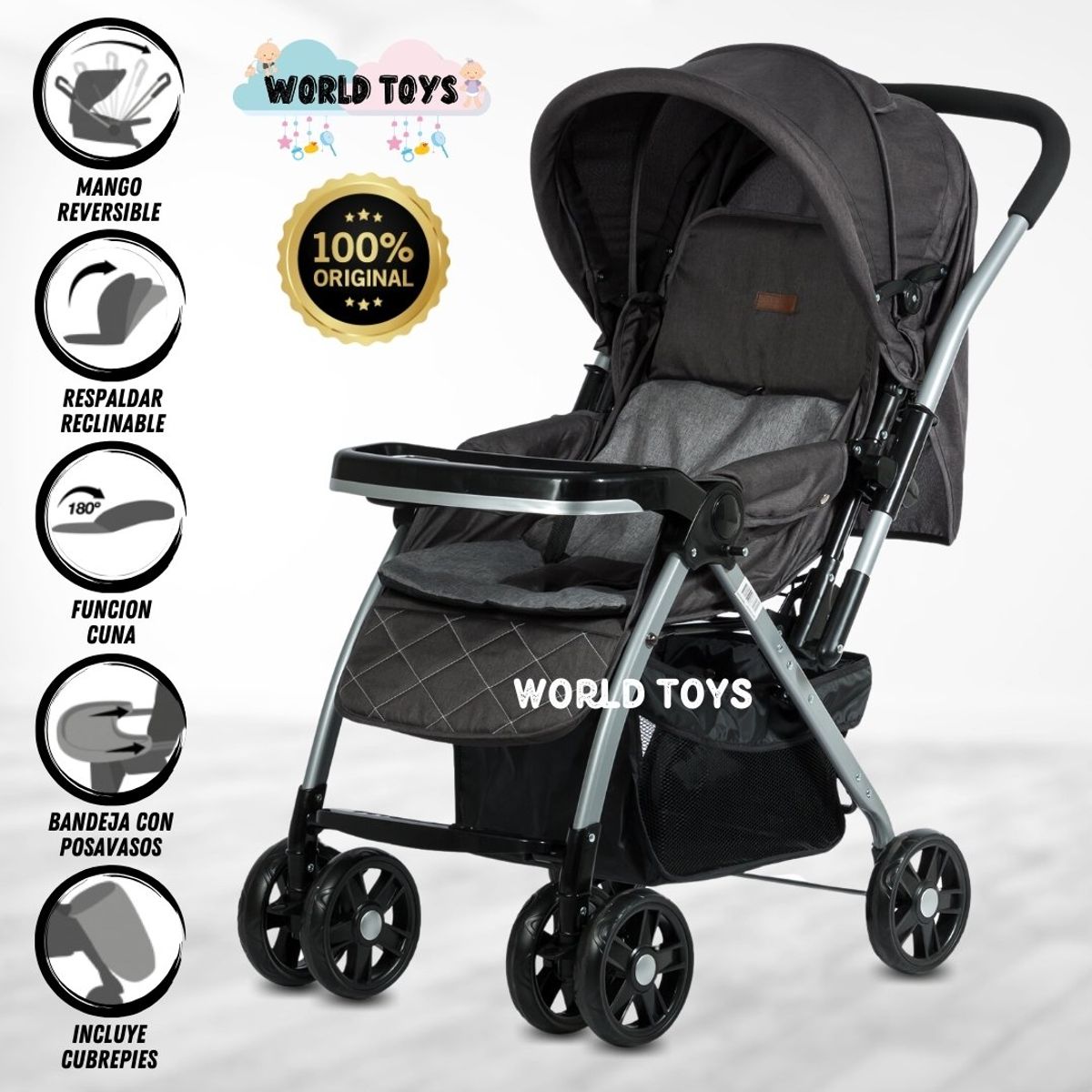 BABY - Coche Cuna de Lujo «VINCENT» Edición Limitada Black