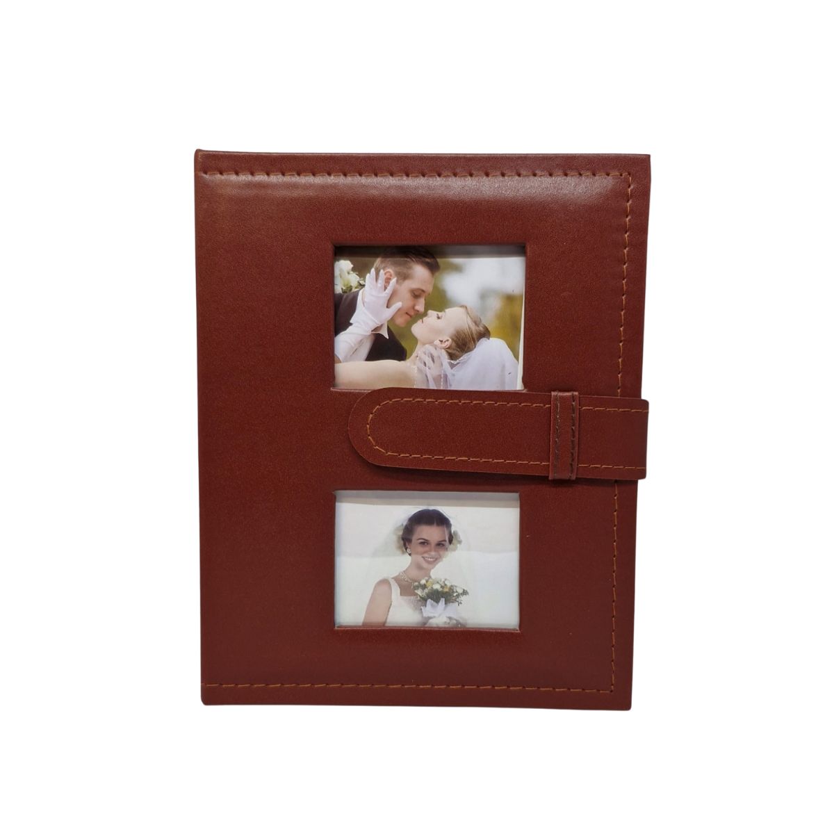 GENERICO - Album de Cuero Sintético (Marrón) doble ventana para 200 fotos 10x15