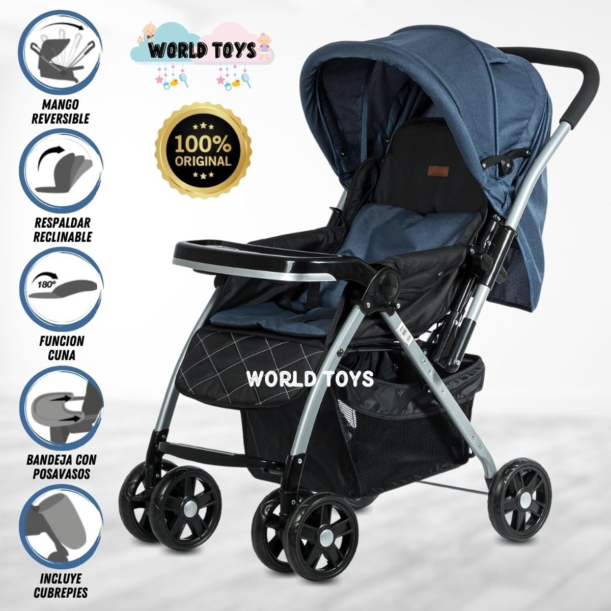 BABY - Coche Cuna de Lujo «VINCENT» Edición Limitada Blue